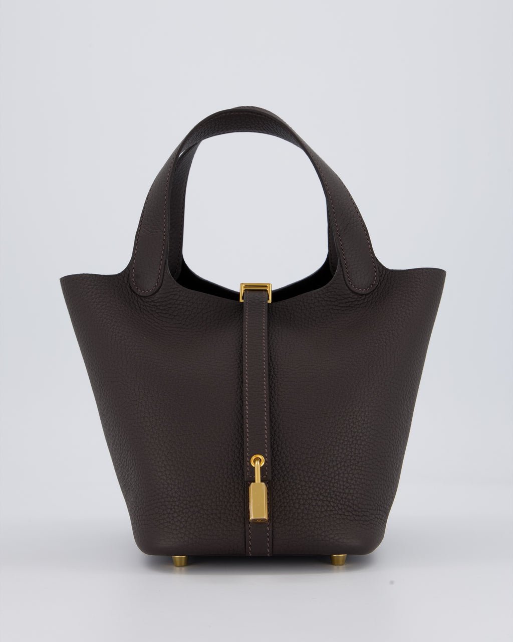 *RARE* Hermès Picotin Lock 18 Bag in Bai Brun Taurillon Clemence with Gold Hardware