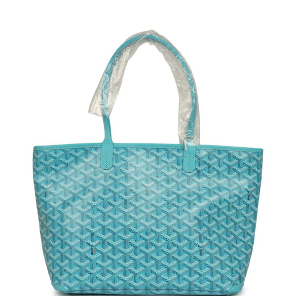 Goyard Goyardine Canvas Turquoise Artois PM Tote Palladium Hardware