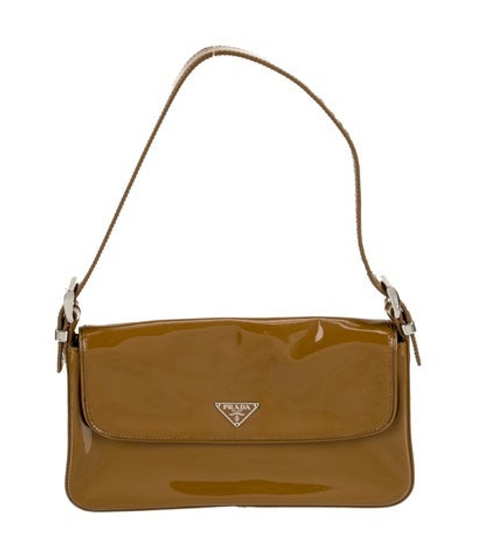Prada Enameled Metal Triangle Shoulder Bag