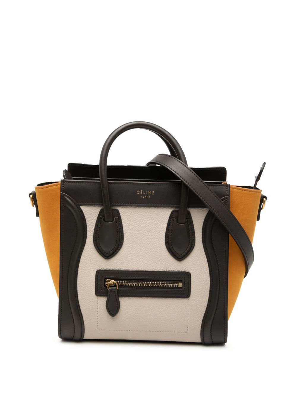Celine 2016 Nano Tricolor Nubuck and Drummed Calfskin Luggage Tote satchel