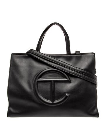 Vegan Leather Medium Black Shopping Bag Medium
