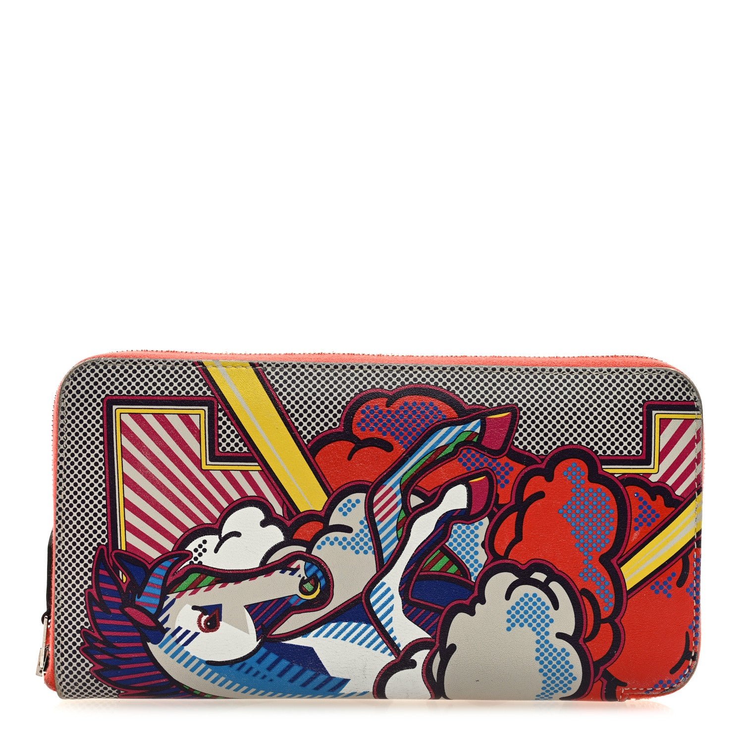 Hermes Swift Pegase Pop Azap Wallet Gris Perle Orange