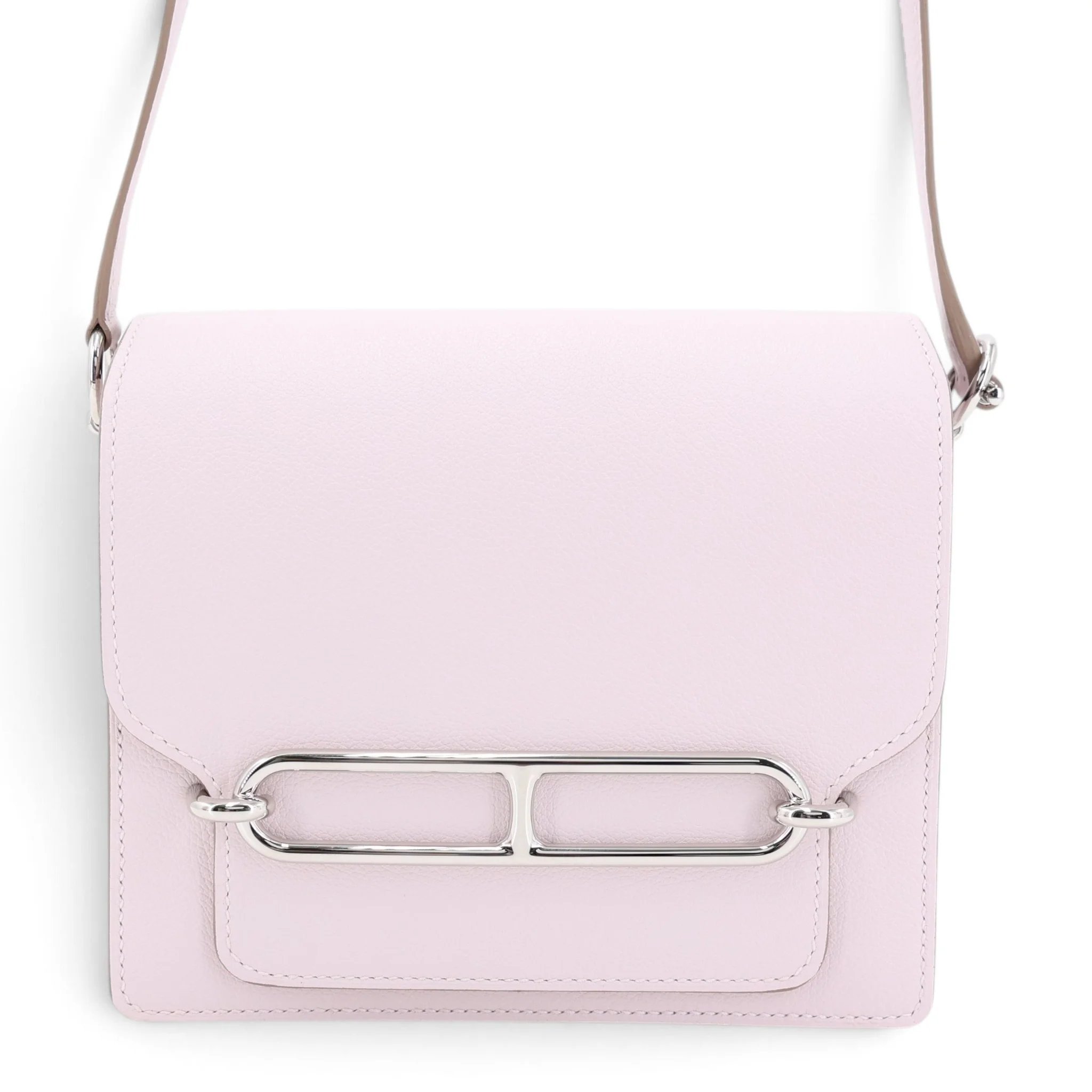 Excellent ( Rank SA ) HERMÈS Roulis Mini Mauve Pale (09) Evercolor Palladium hardware B (2023)