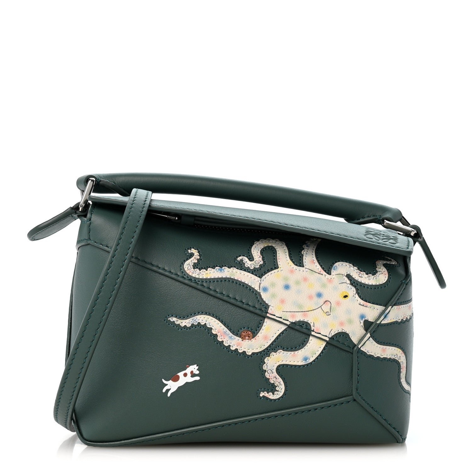 Loewe Loewe X SUNA FUJITA Shiny Calfskin Mini Octopus Puzzle Edge Bag Vetiver