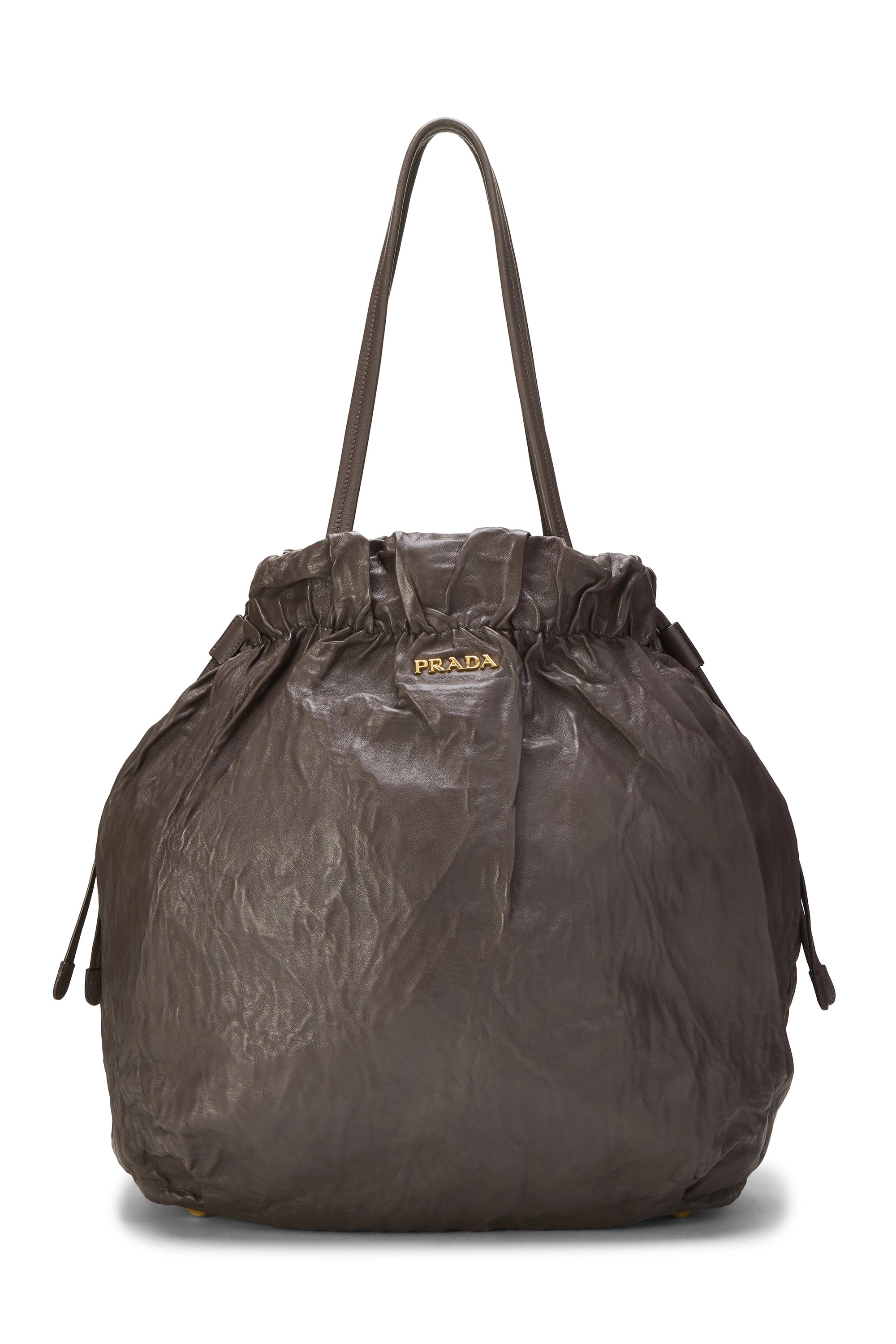 Brown Calfskin Drawstring Tote