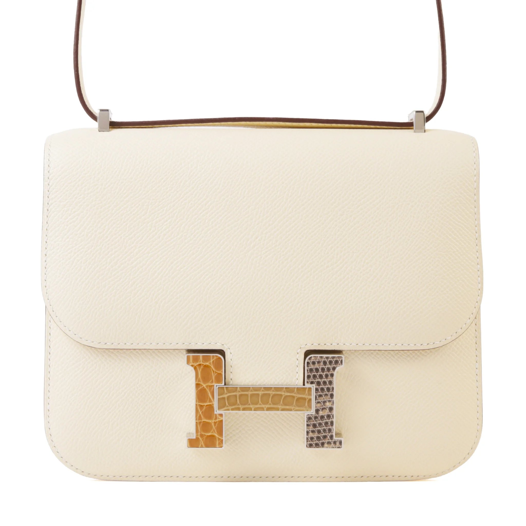 Very Good ( Rank A) HERMÈS Constance Mini 19 Mirror Nata (I2) Epsom Lizard Hardware Other B (2023)