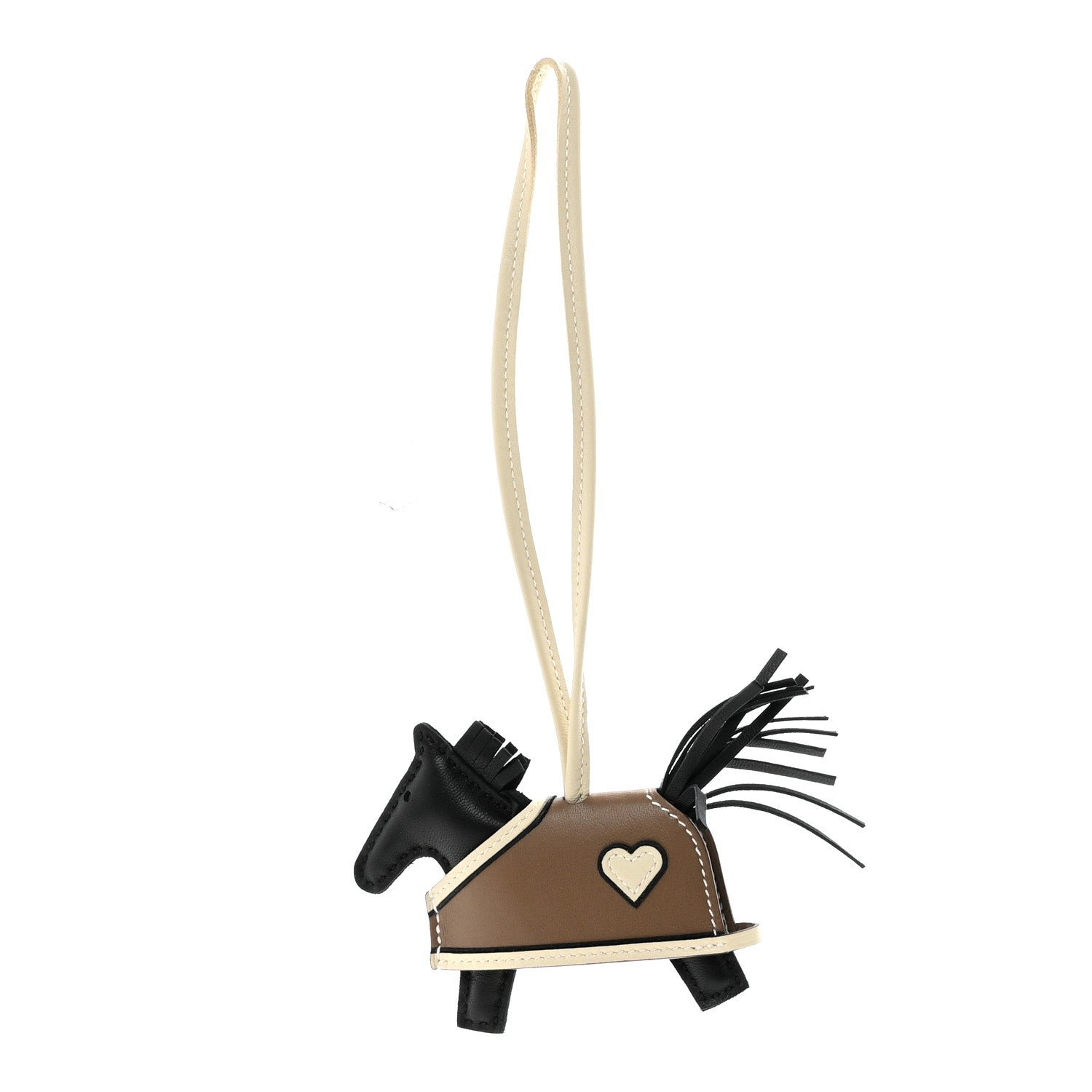 Hermes Hermes Milo Lambskin Grigri Rodeo Robeo Coeur Bag Charm PM Black Craie Etoupe