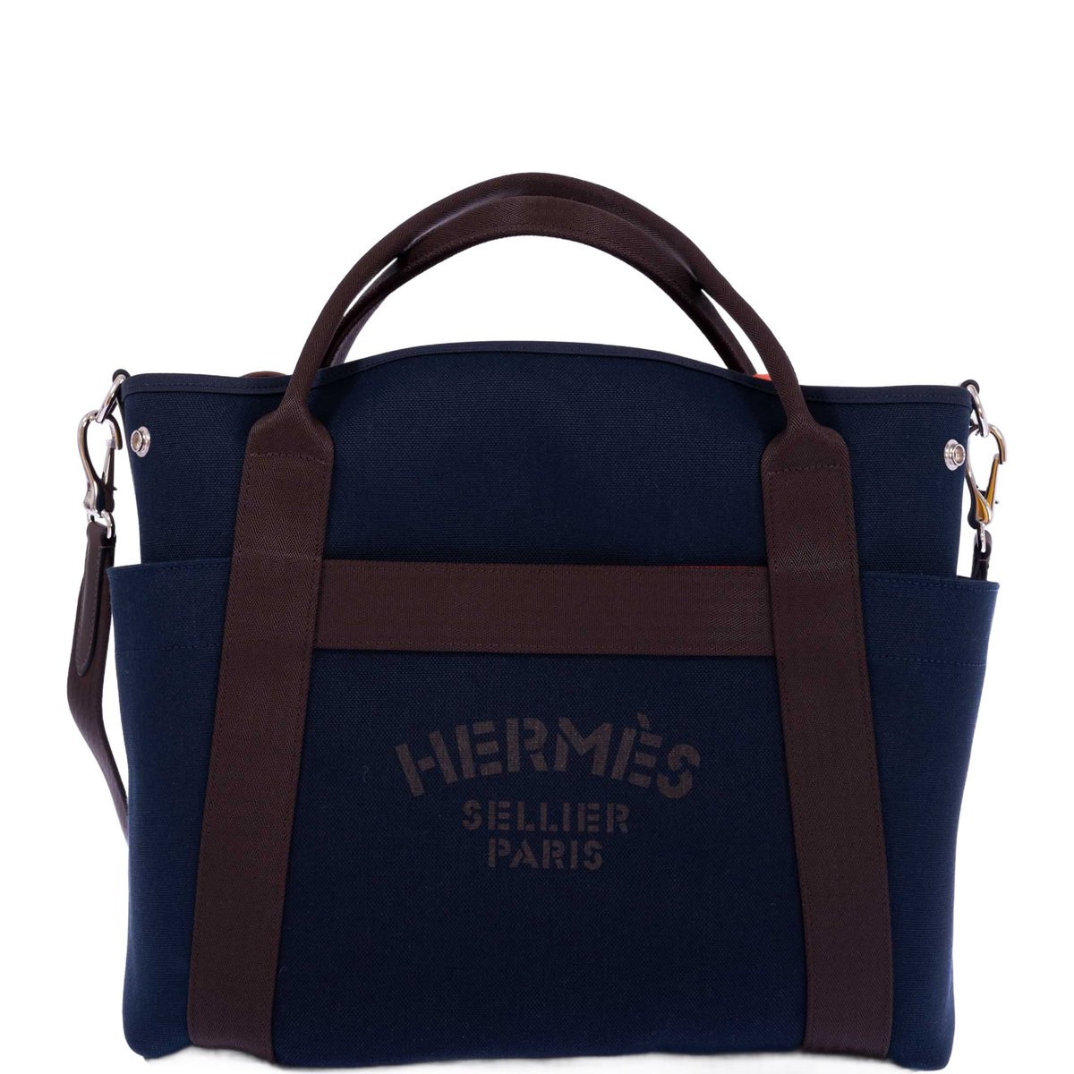 Hermes Hermès Toile Sac De Pansage Groom Bleu Navy Feu