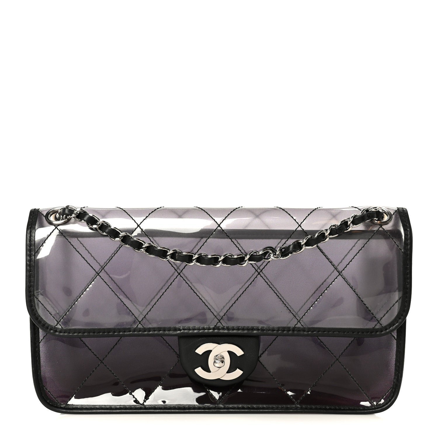 Chanel Vinyl Quilted Degrade Jumbo Single Flap Black