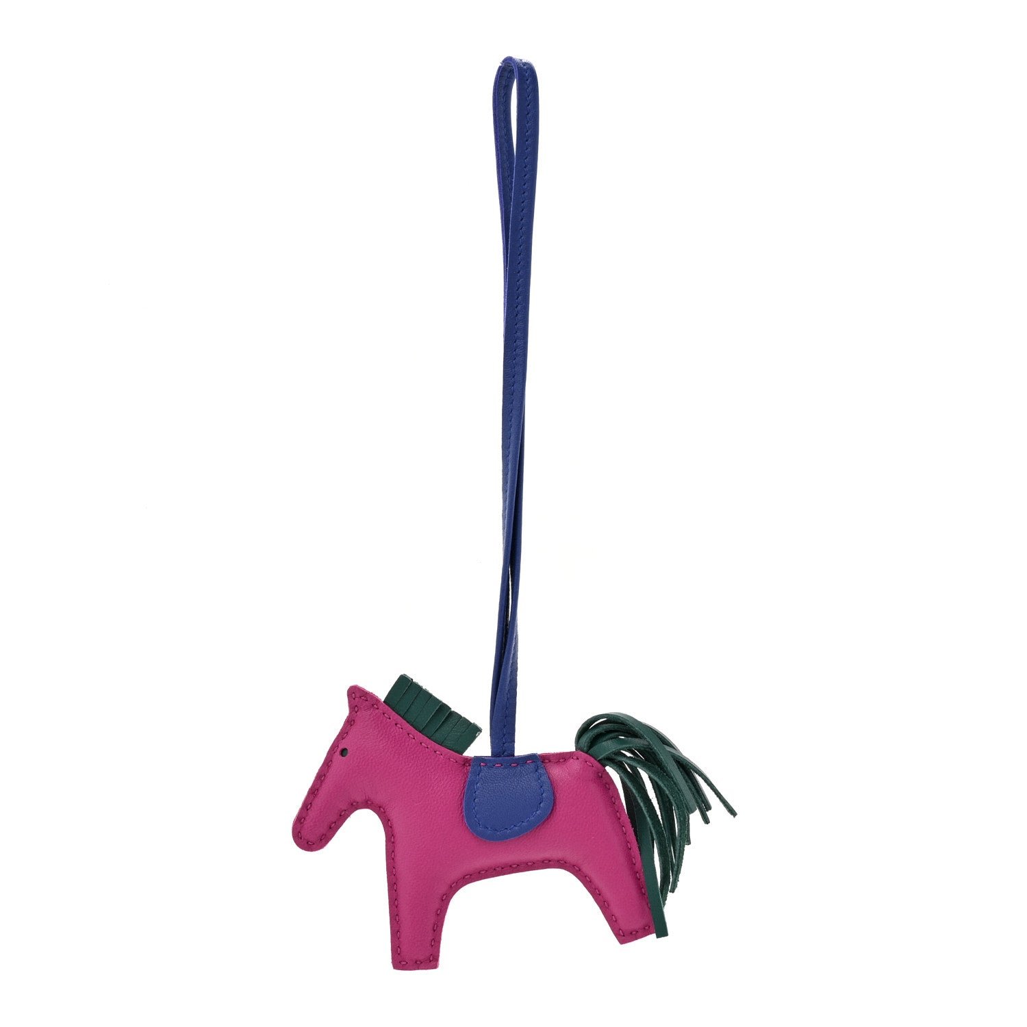 Hermes Milo Lambskin Grigri Rodeo Horse Bag Charm PM Rose Pourpre Bleu Electrique Malachite