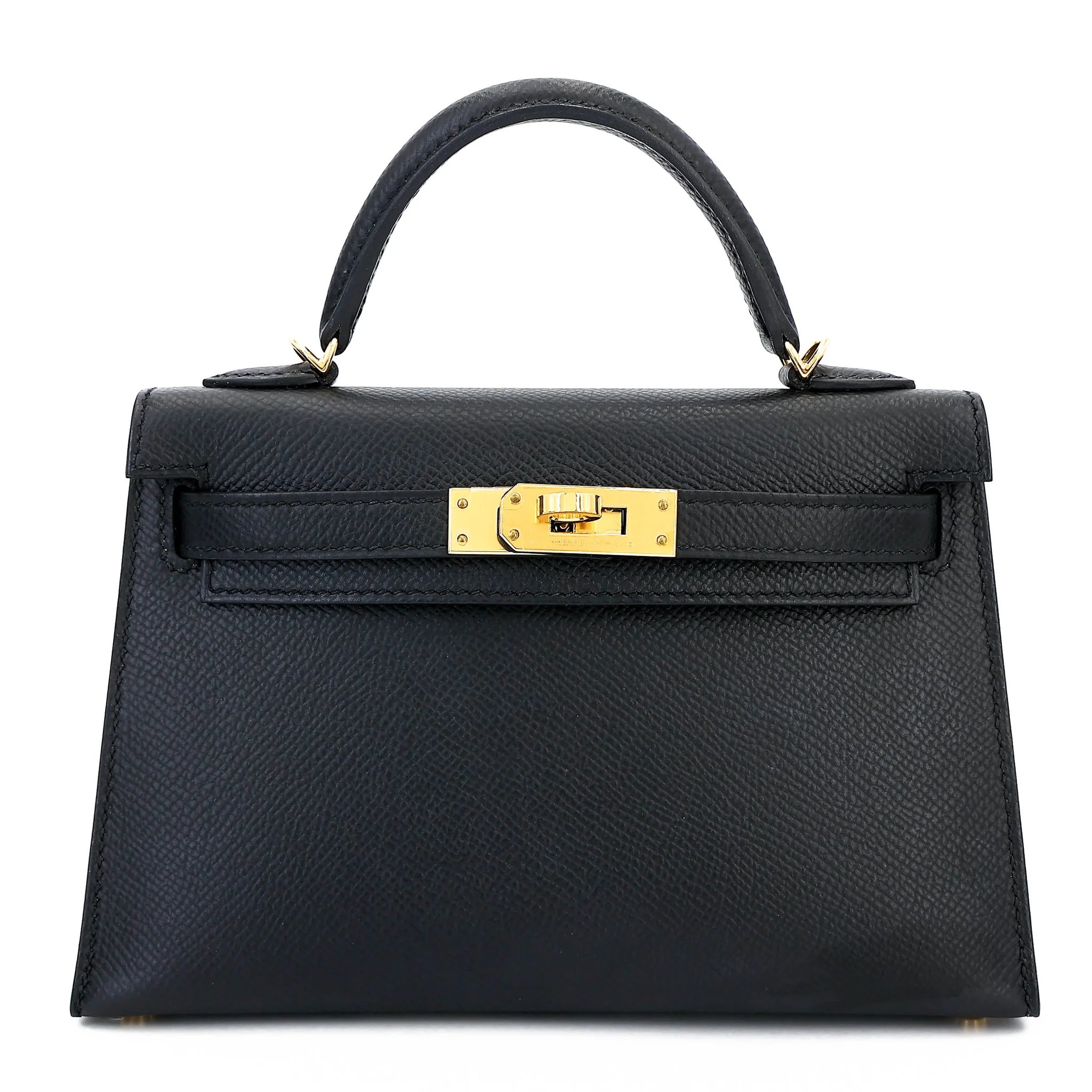 Excellent ( Rank SA ) HERMÈS Mini Kelly II Noir (89) Epsom Gold hardware Z (2021)