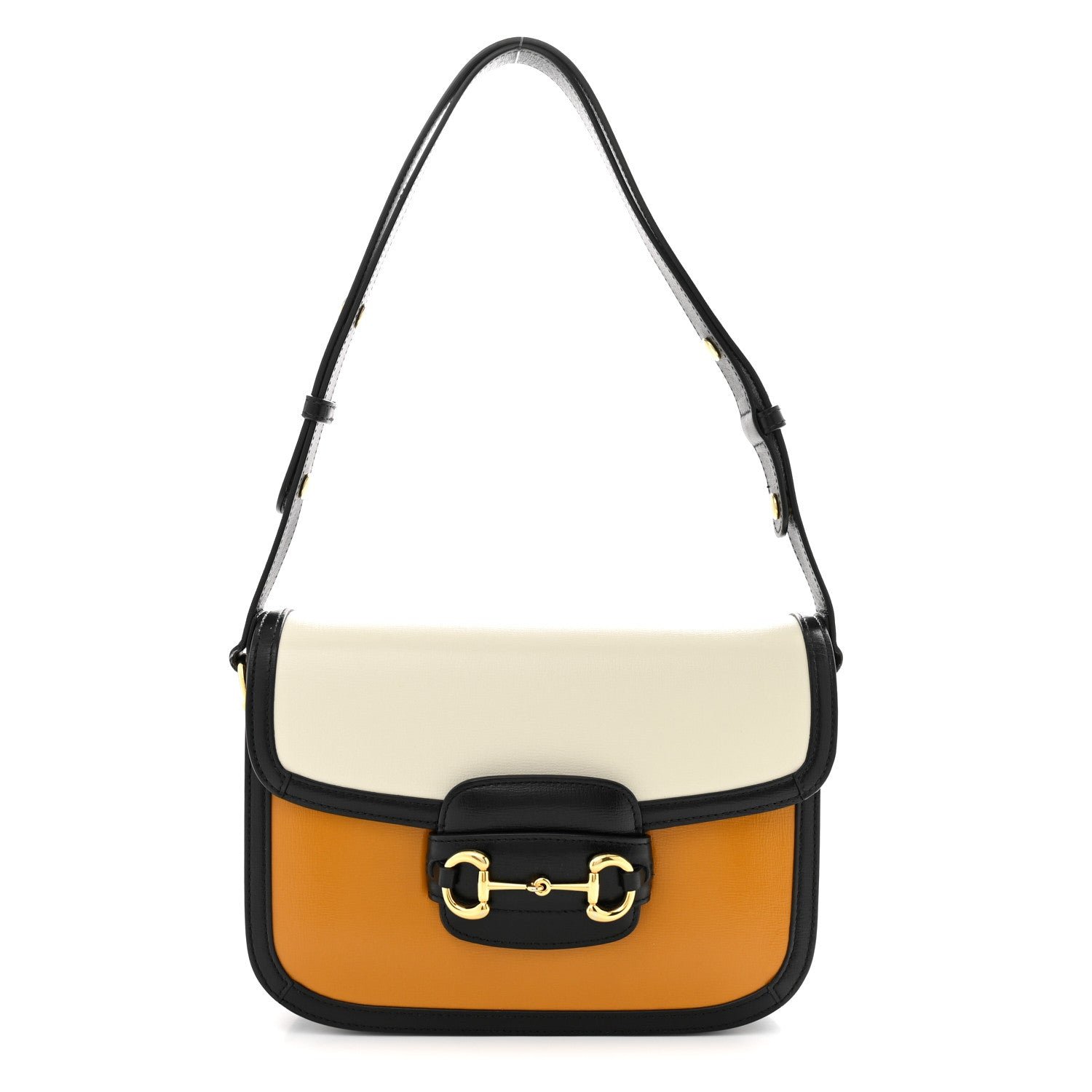 Gucci Azalea Calfskin Tri-Color Horsebit 1955 Shoulder Bag Mystic White Sun Oil Black