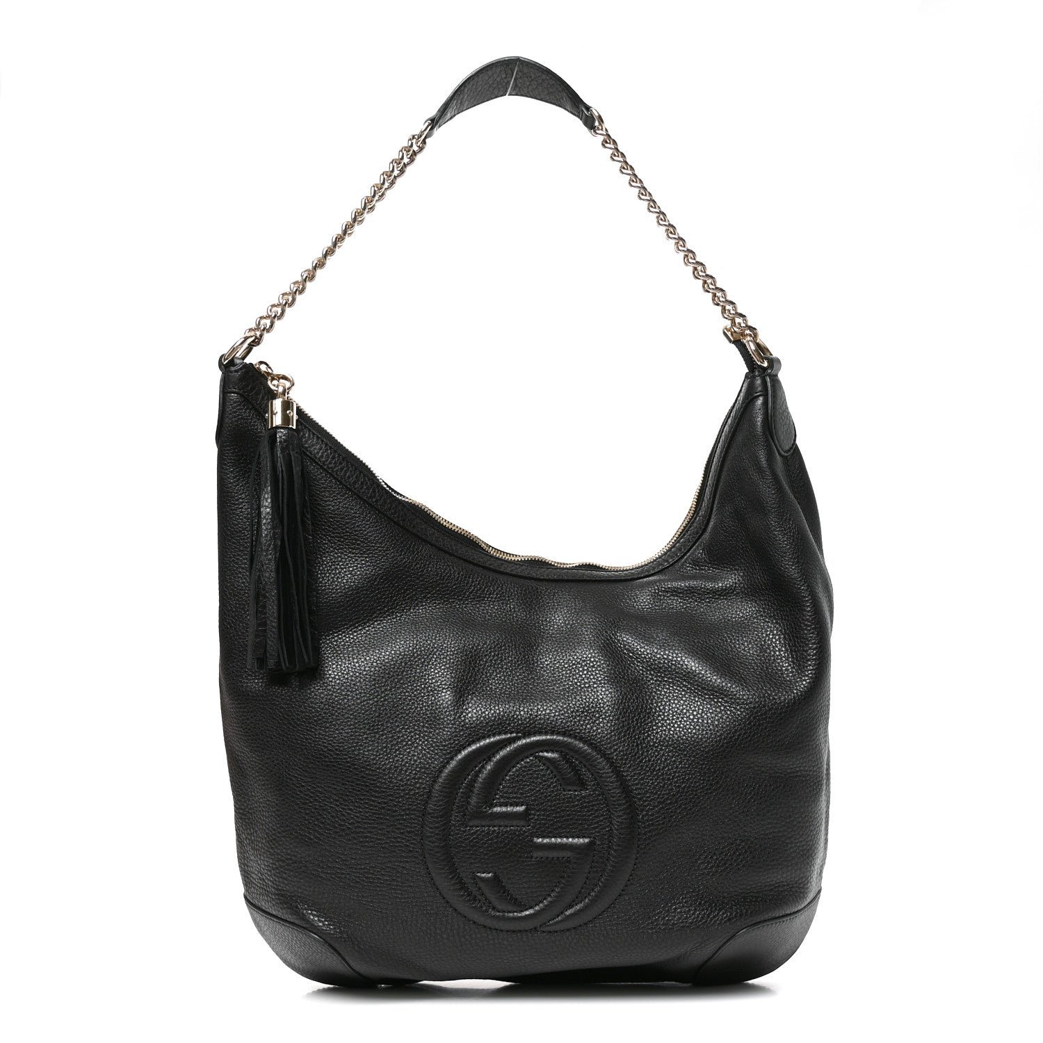 Gucci Pebbled Calfskin Medium Soho Chain Hobo Black