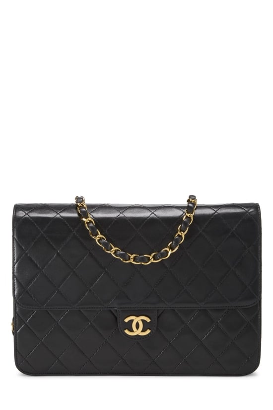 Black Quilted Lambskin Ex Flap Medium