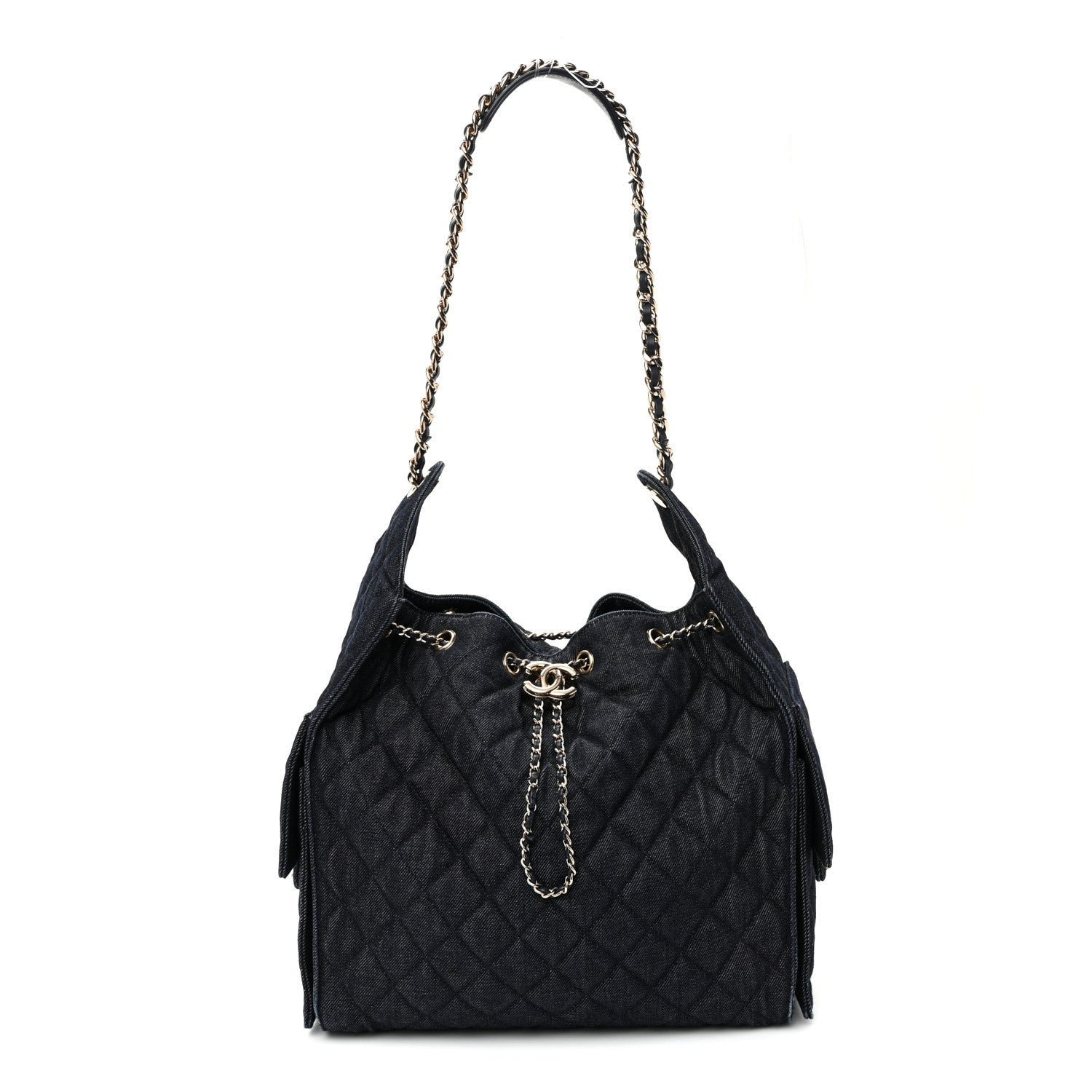 Chanel Denim Quilted Medium Chanel 25 Handbag Dark Blue