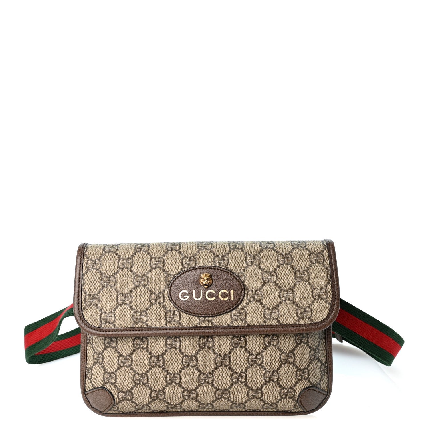 Gucci GG Supreme Monogram Neo Vintage Web Belt Bag Brown