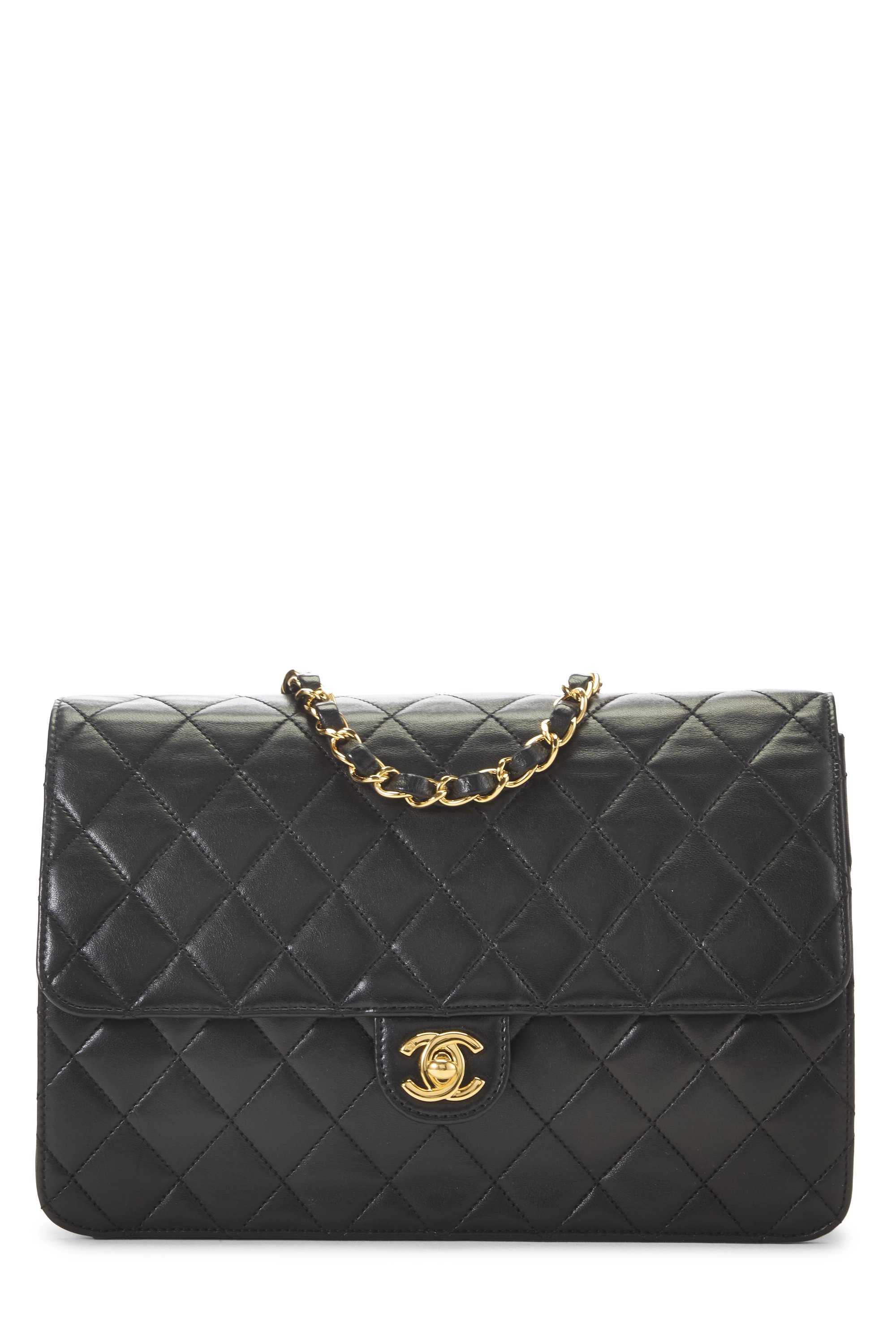 Black Quilted Lambskin Turnlock Ex Flap Medium