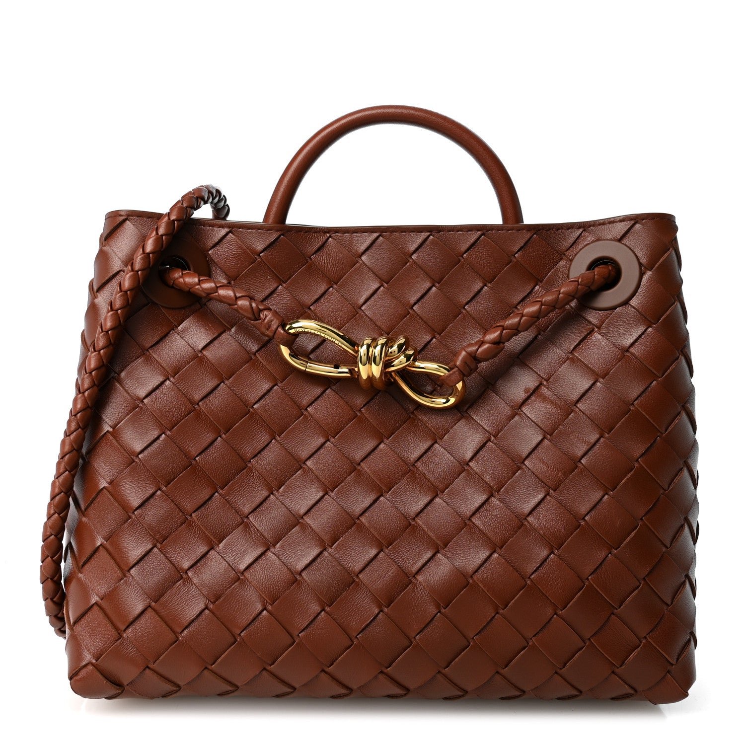 Bottega Veneta Nappa Intrecciato Small Andiamo Shoulder Bag Sapele