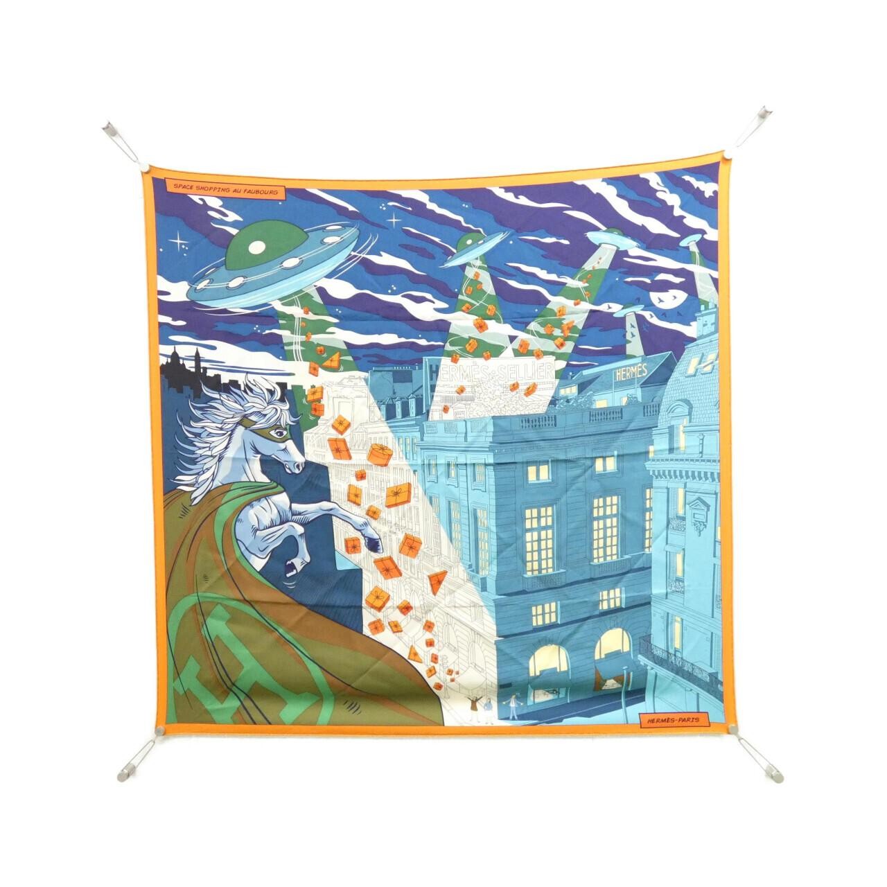 Hermès SPACE SHOPPING AU FAUBOURG Carre Scarf