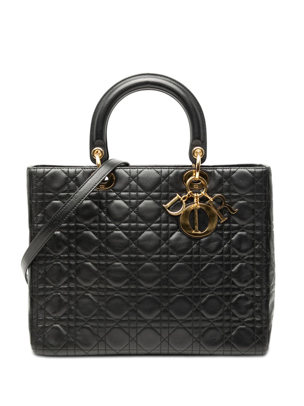 1997 Large Lambskin Cannage Lady Dior satchel