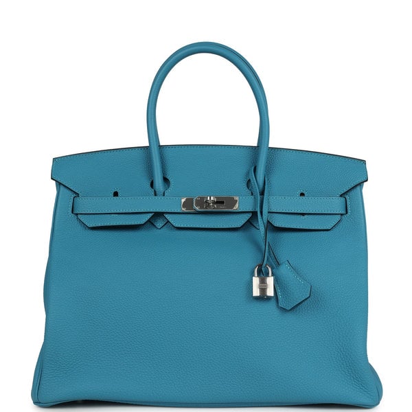 Hermes Pre-owned Hermes Birkin 35 Turquoise Togo Palladium Hardware