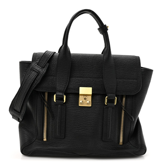 3.1 Phillip Lim Textured Calfskin Medium Pashli Satchel Black