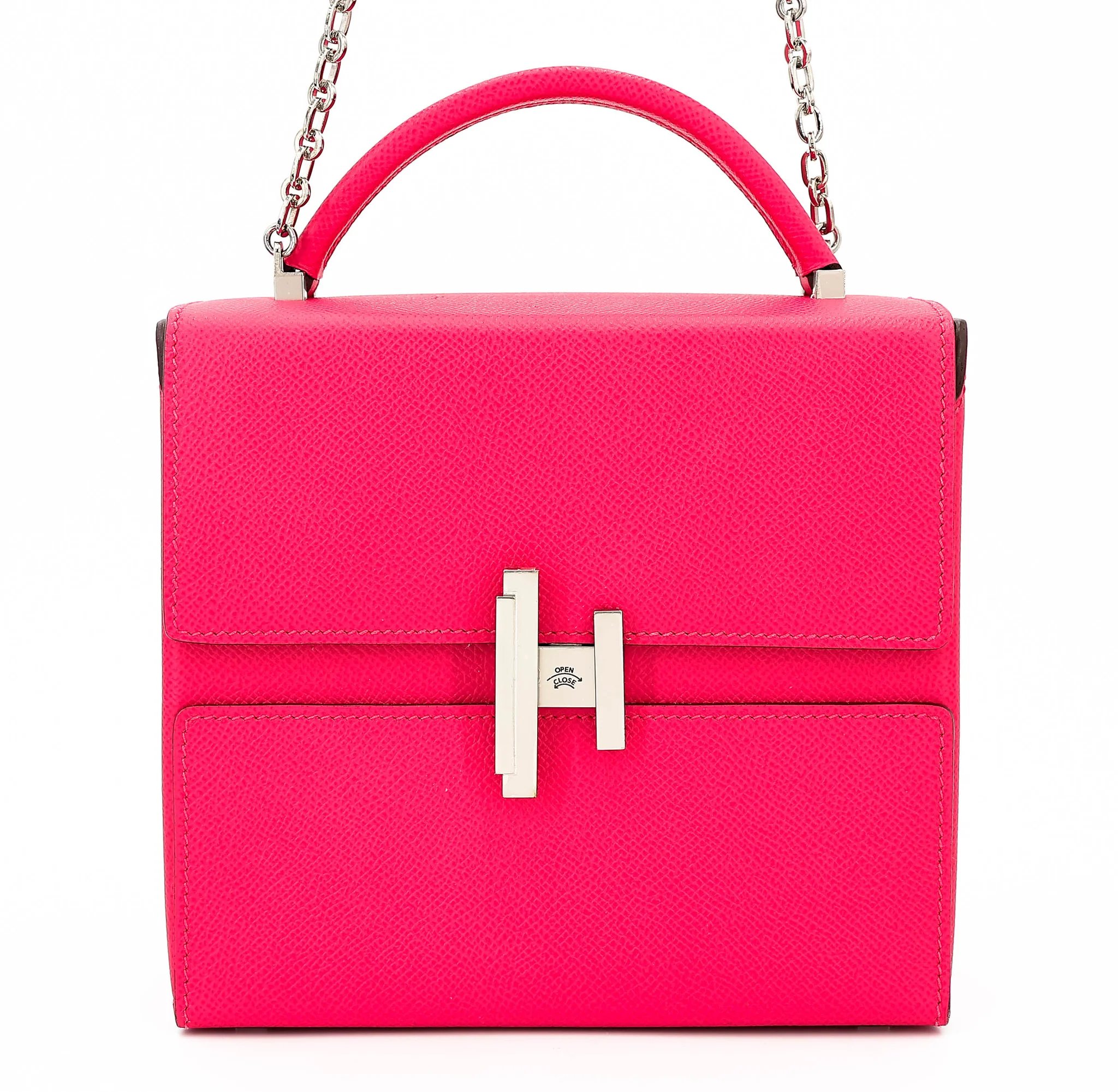 Very Good ( Rank A) HERMÈS Cinhetic Box Bag Rose Extreme (I6) Epsom Palladium hardware D (2019)