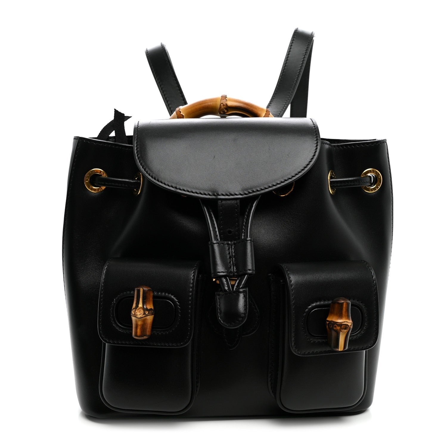 Gucci Calfskin Bamboo Backpack Black