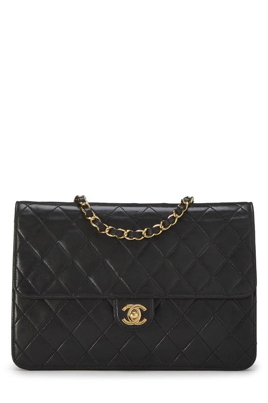 Black Quilted Lambskin Turnlock Ex Flap Medium
