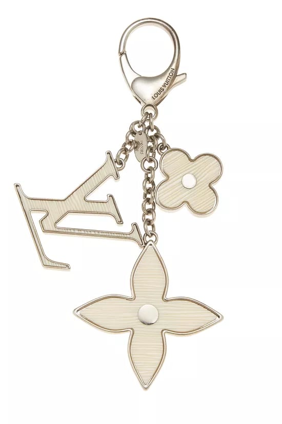Silver & White Chaine Fleur d'Epi Bag Charm