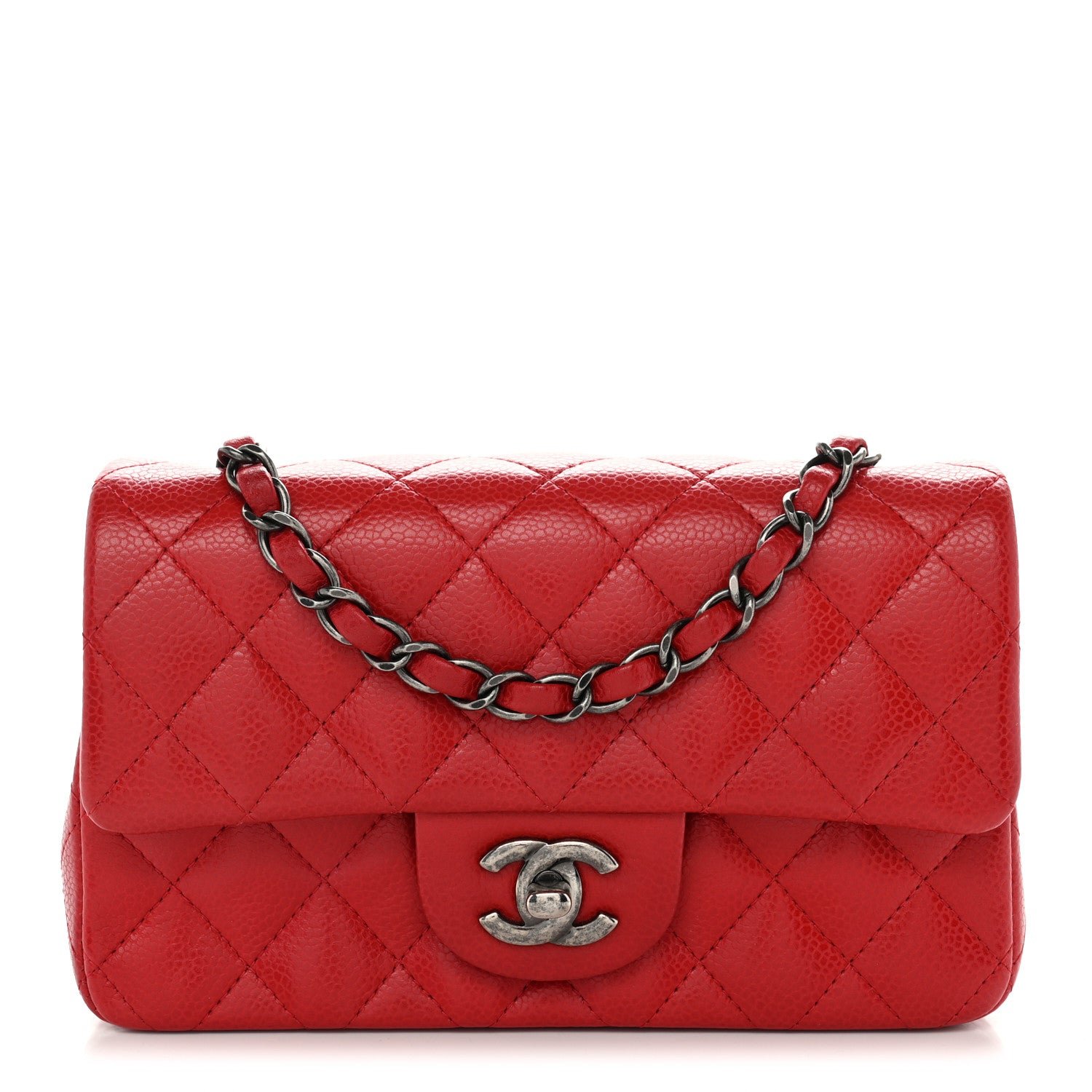 Chanel Caviar Quilted Mini Rectangular Flap Red