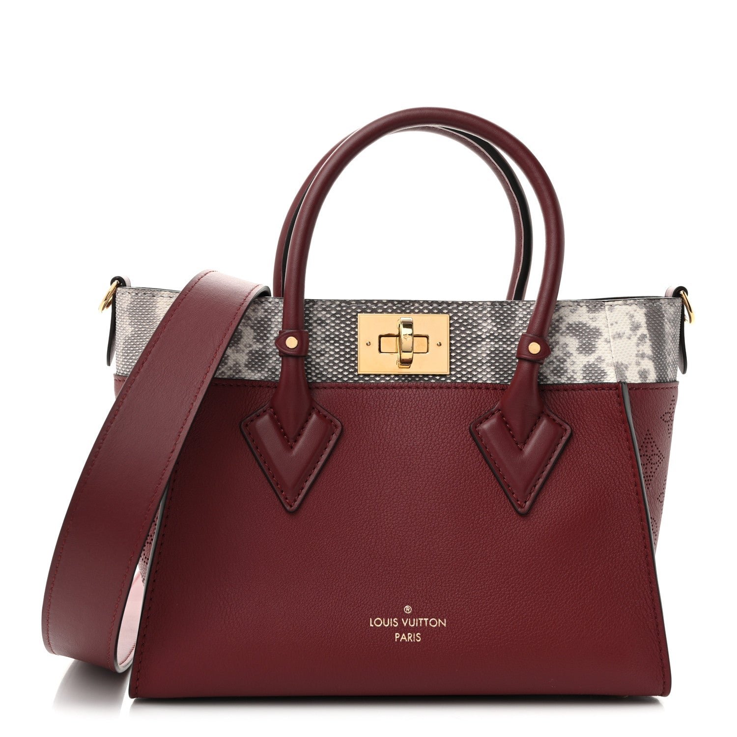 Louis Vuitton Calfskin Karung Snakeskin Mahina On My Side PM  Griotte Red