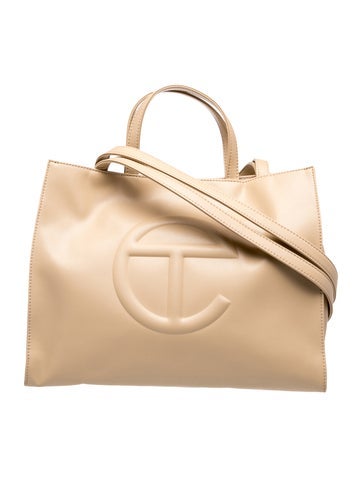 Telfar Vegan Leather Medium Cream Shopping Bag