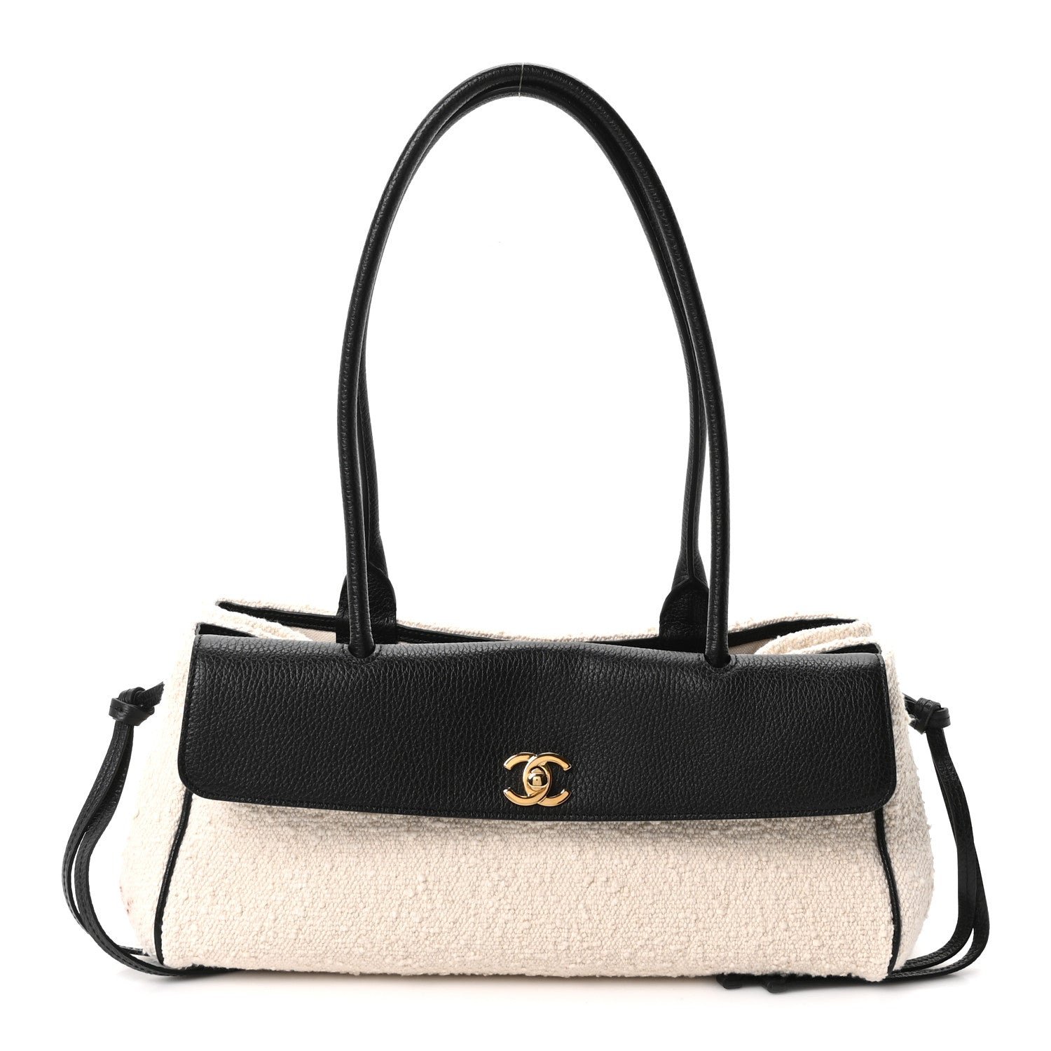 Chanel Grained Calfskin Boucle Urban Essentials Small Shopping Bag Ecru Black