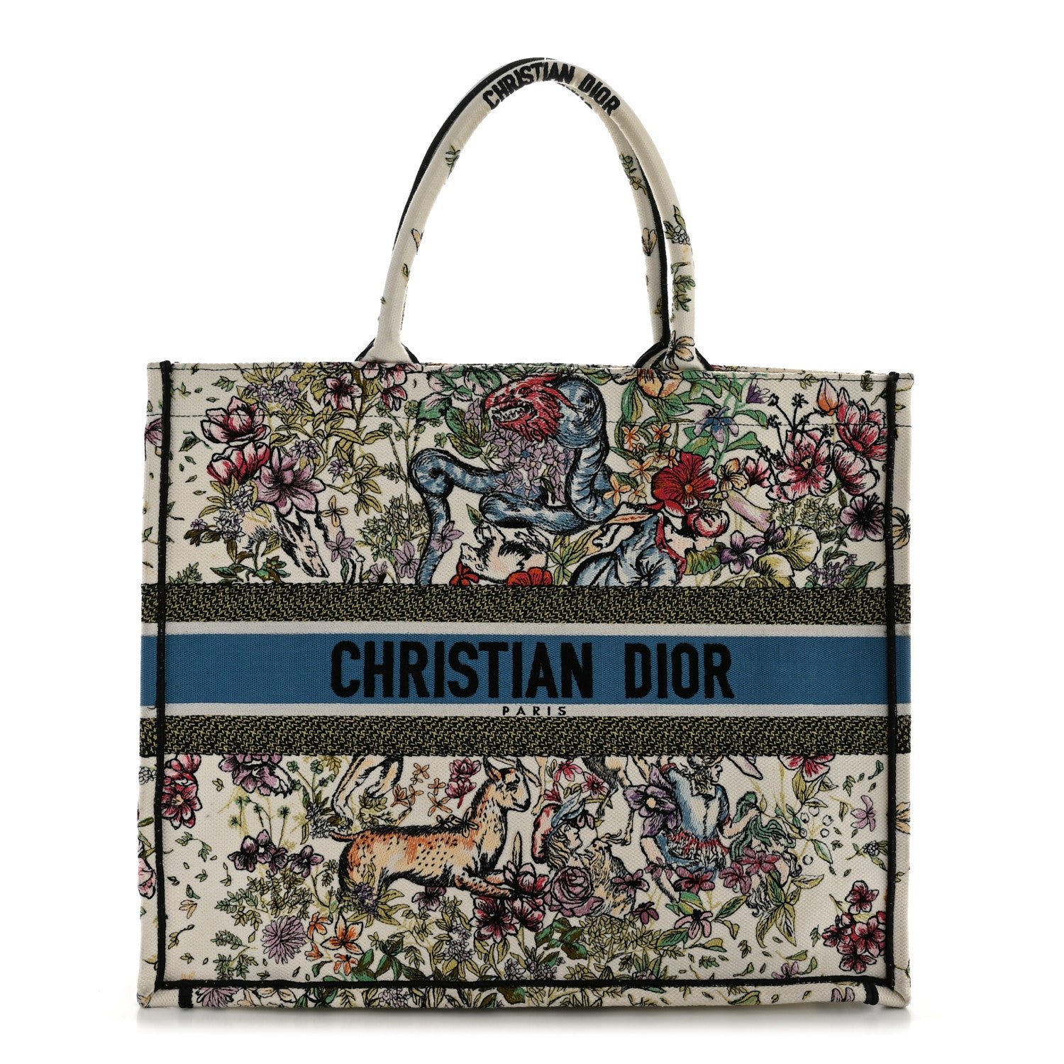 Dior Christian Dior Canvas Embroidered Large D-Constellation Book Tote Latte Multicolor