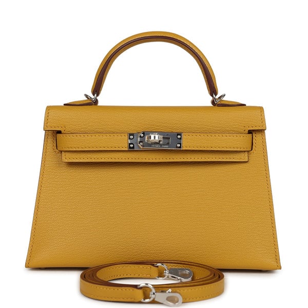 Hermes Hermes Kelly Sellier 20 Jaune Ambre Verso Chèvre Mysore Palladium Hardware