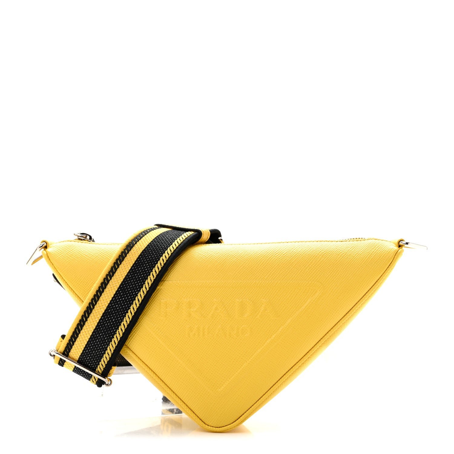 Prada Saffiano Cuir Logo Embossed Triangle Shoulder Bag Sole