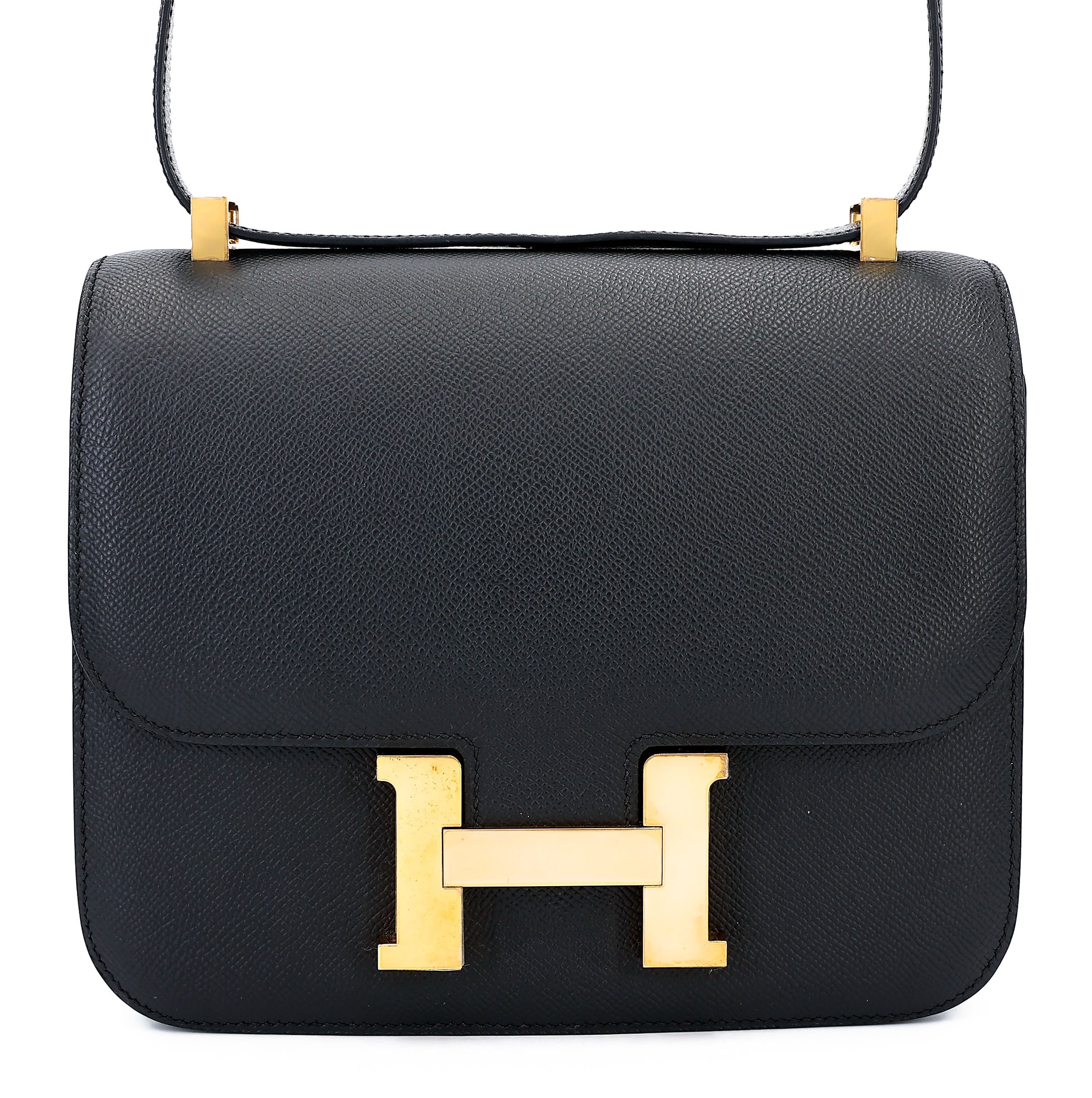 Very Good ( Rank A) HERMÈS Constance 24 Noir (89) Epsom Gold hardware A (2017)