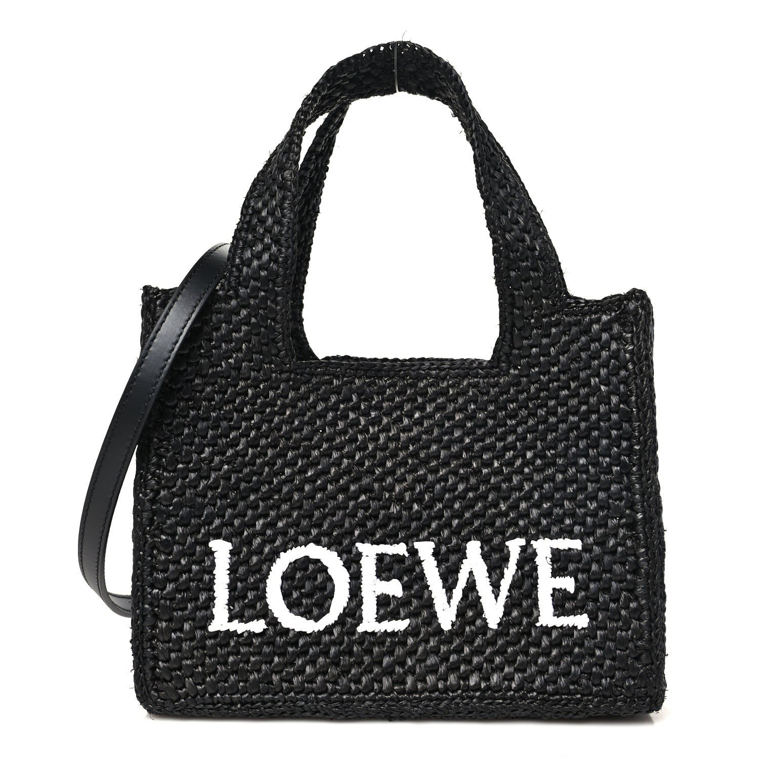 Loewe X PAULA'S IBIZA Raffia Mini Font Tote Black