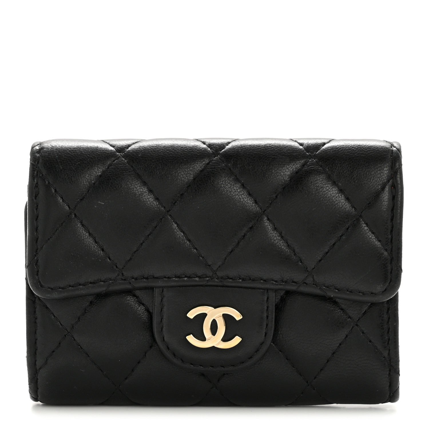 Chanel Lambskin Quilted Classic 4 Key Holder Wallet Black