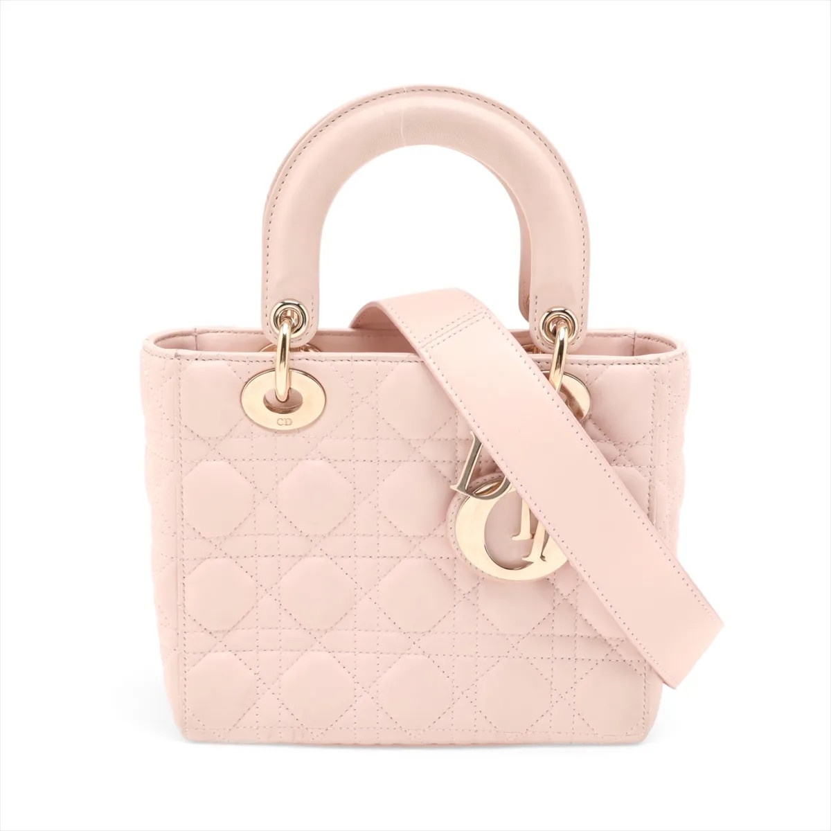 Christian Dior My Lady Dior Leather 2 Way Handbag Pink