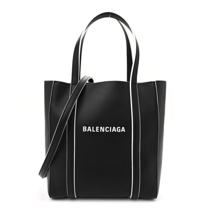 Balenciaga Smooth Calfskin Logo Double Sided XXS Everyday Tote  Black White