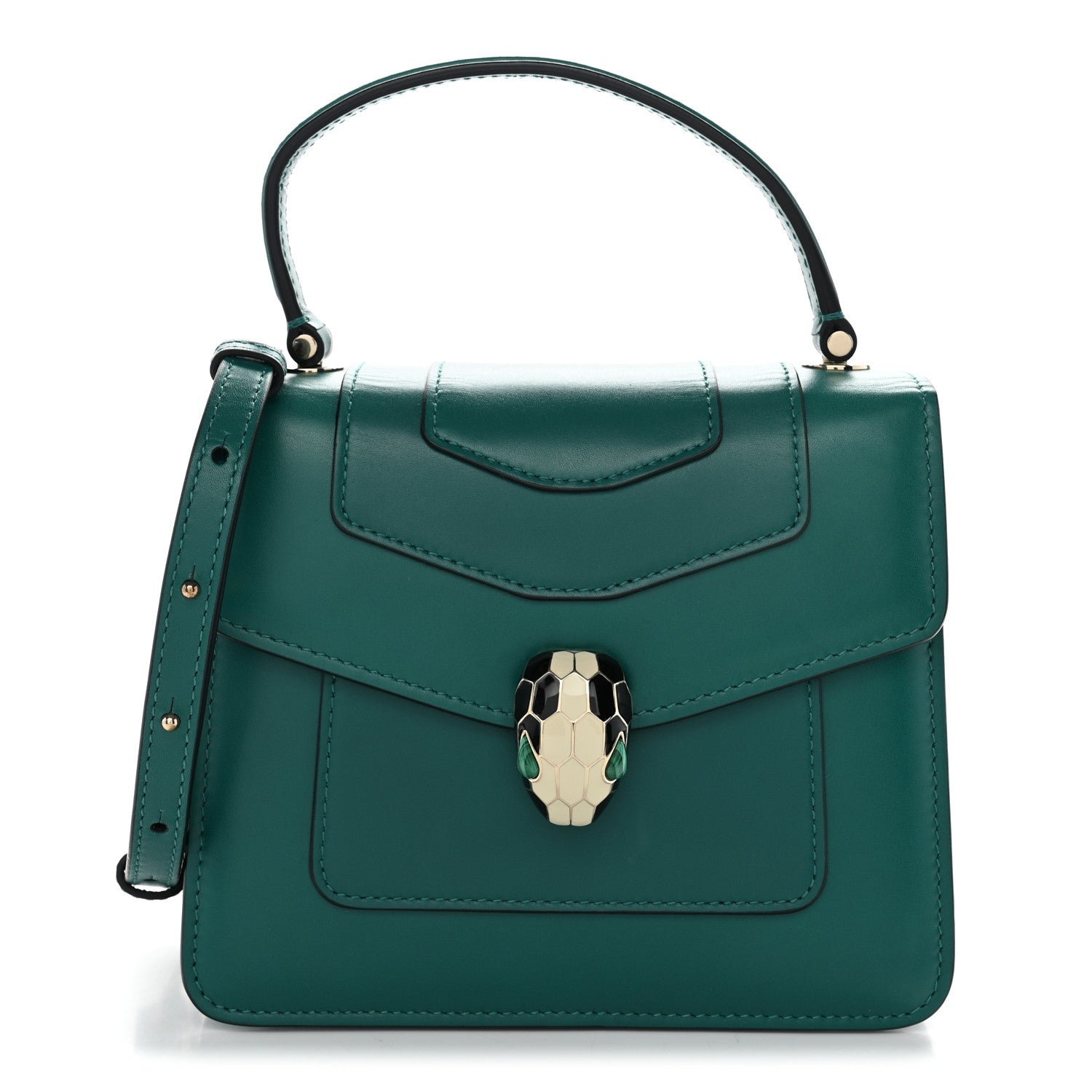 Bulgari Calfskin Serpenti Forever Top Handle Emerald Green