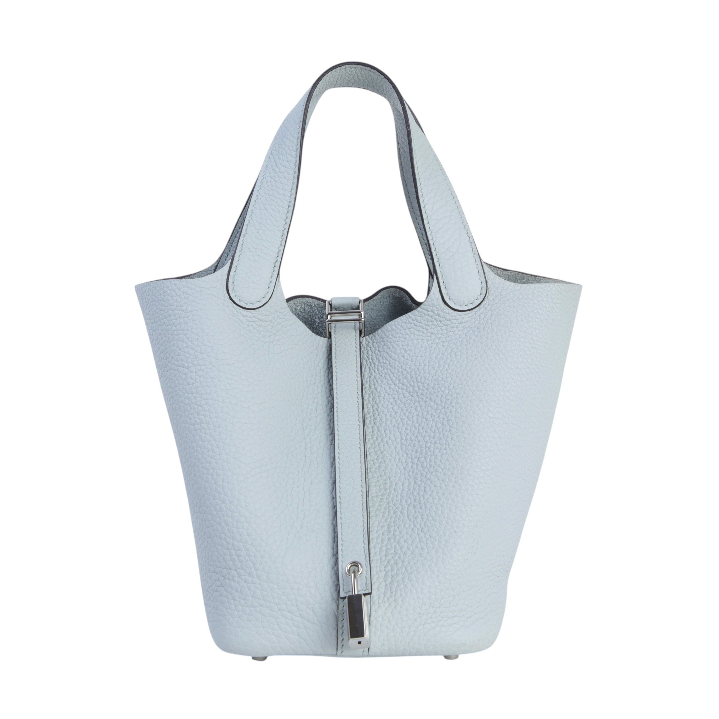 Hermes Very Good ( Rank A) HERMÈS Picotin Lock PM Bleu Pale (08) Clemence Palladium hardware Z (2021)