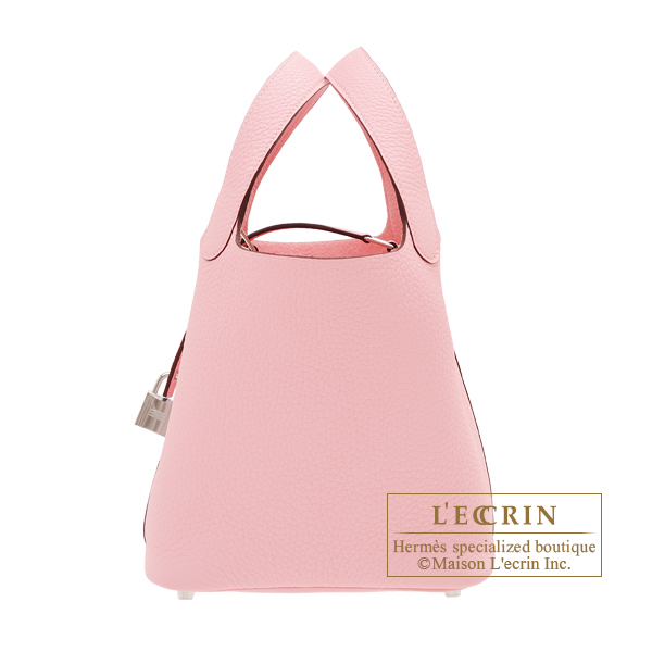 Hermes Picotin Lock bag 18/PM Rose sakura Clemence leather Silver hardware