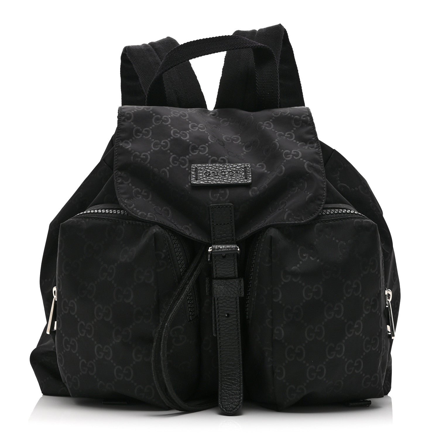 Gucci Nylon Monogram Small Single Buckle Backpack Black