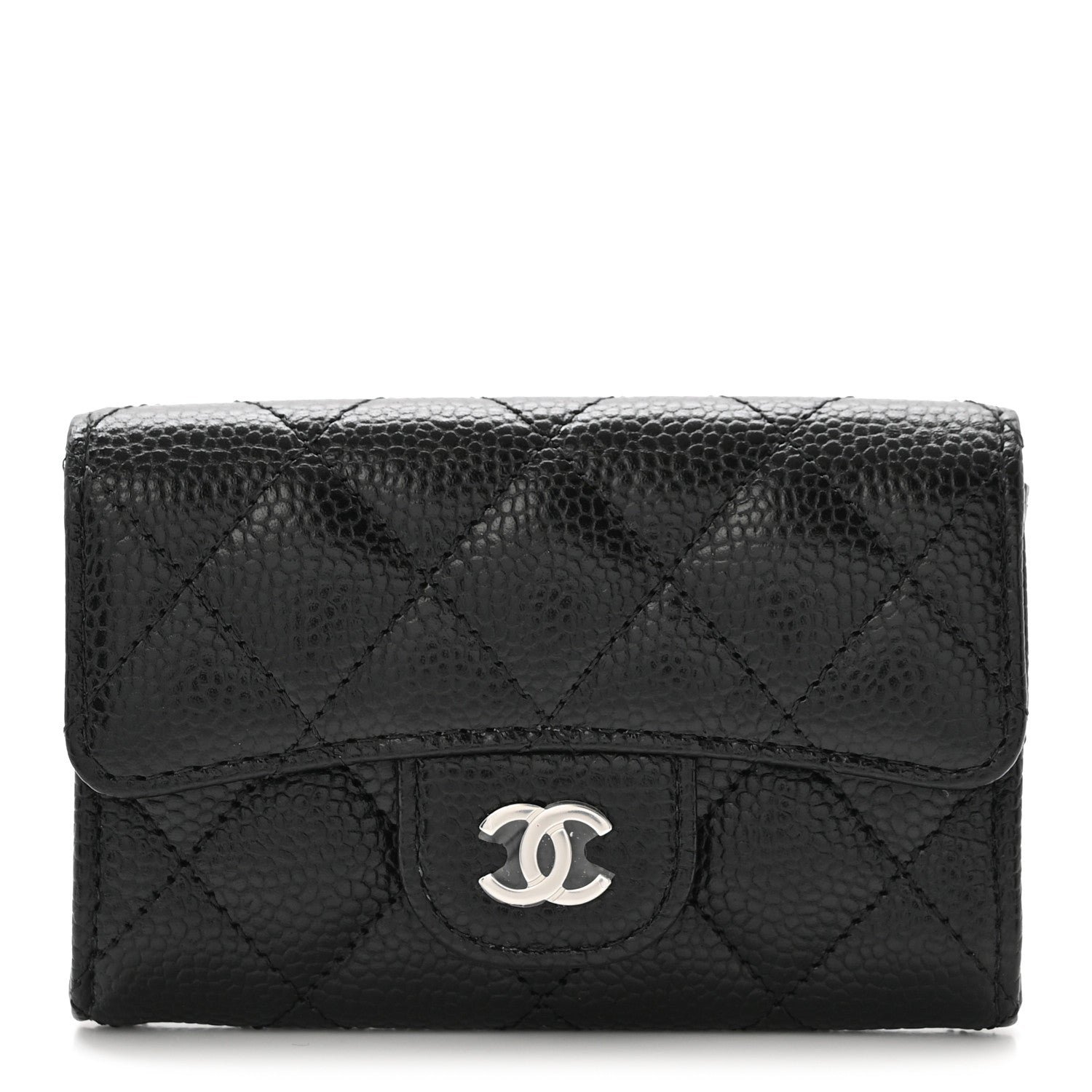 Chanel Caviar Quilted Flap Card Holder Wallet Black