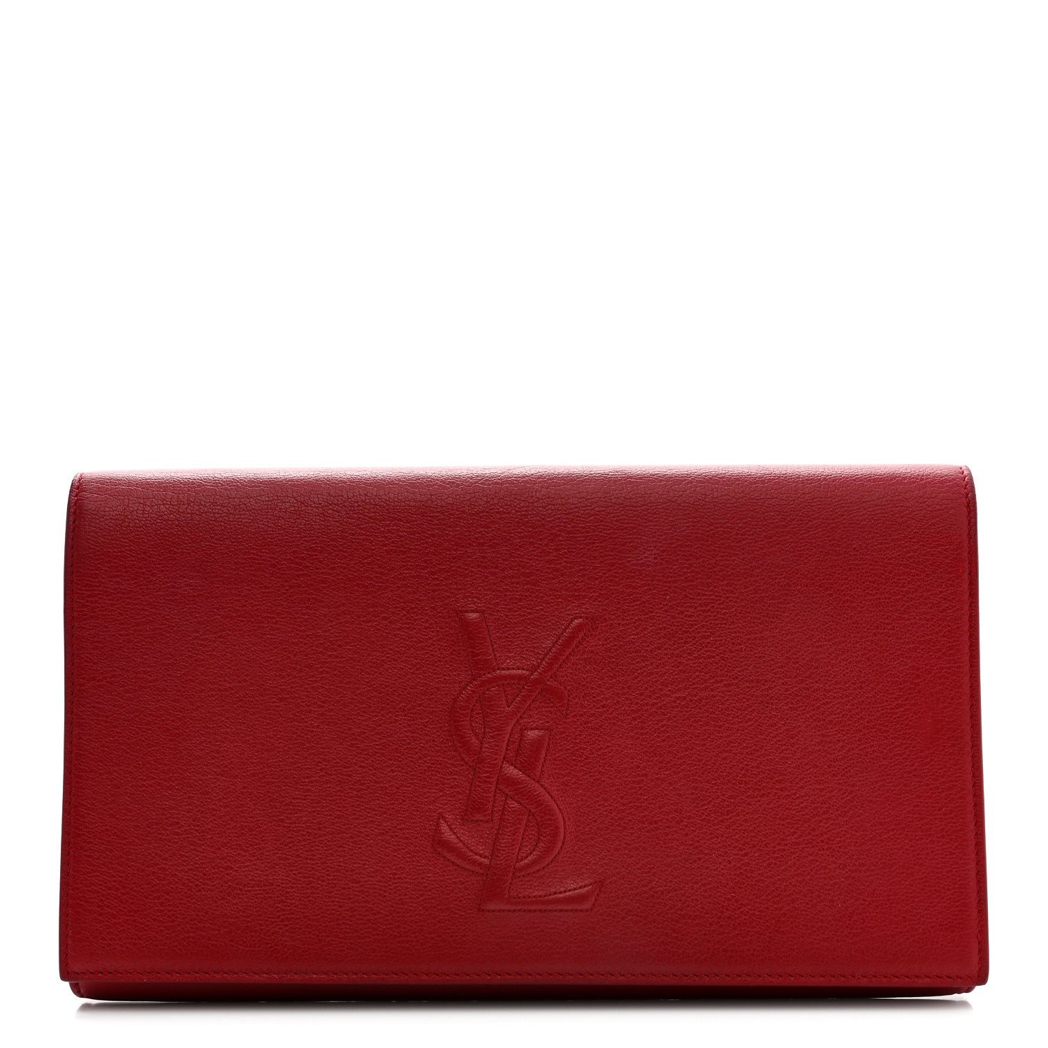Saint Laurent Calfskin Monogram Large Belle De Jour Clutch Red