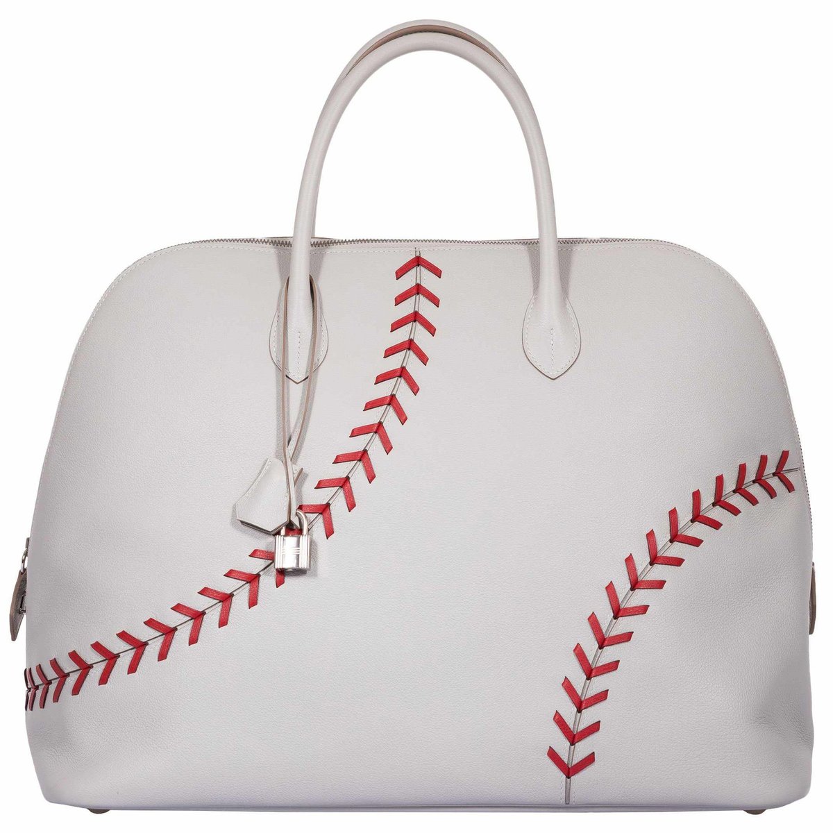 Hermes Hermès Bolide 1923 Baseball 45 Gris Perle Evercolor Rouge Stitching Palladium Hardware