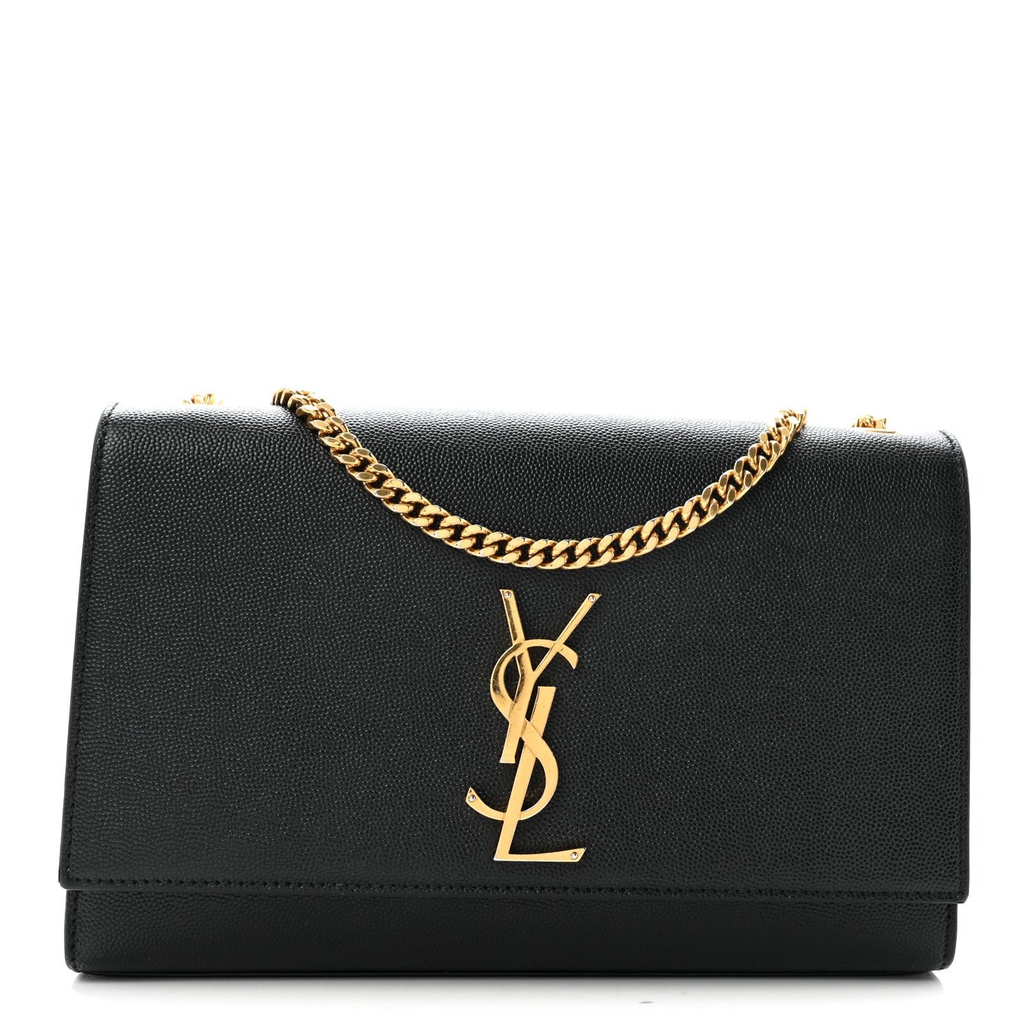 Saint Laurent Grain De Poudre Medium Classic Monogram Kate Satchel Black